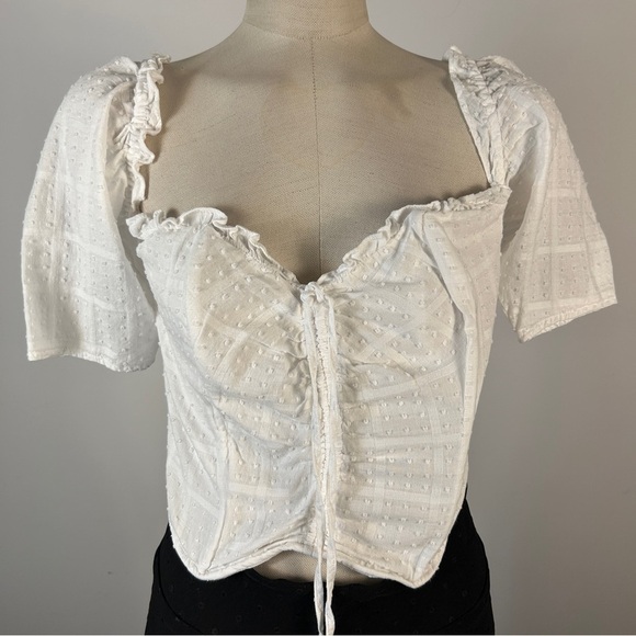 ❤️ Guess White Ruffled Blouse L - Picture 1 of 9